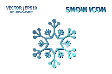 Snowflake vector icon. Christmas and winter snow flake element. Isolated flat new year holiday decoration illustration. Cold weather object design silhouette symbol