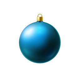 Light blue christmas ball made of frosted glass isolated on white background.