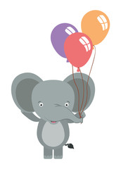cute little elephant with balloons helium character