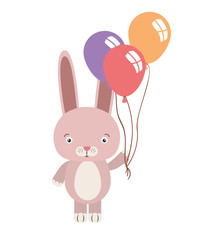 cute little rabbit with balloons helium character