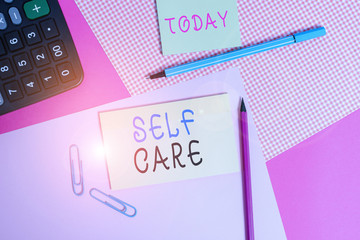 Handwriting text writing Self Care. Conceptual photo the practice of taking action to improve one s...