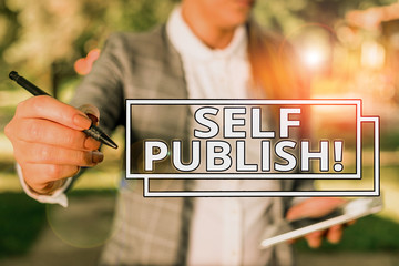 Conceptual hand writing showing Self Publish. Concept meaning writer publish piece of ones work...