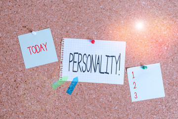 Conceptual hand writing showing Personality. Concept meaning combination characteristics that form...