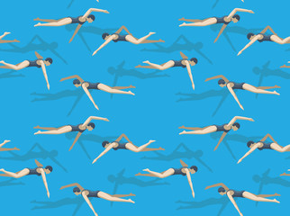 Swimming Style Freestyle Motion Background Seamless Pattern Wallpaper-01