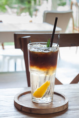 Iced coffee in coffee shop