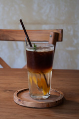 Iced coffee in coffee shop