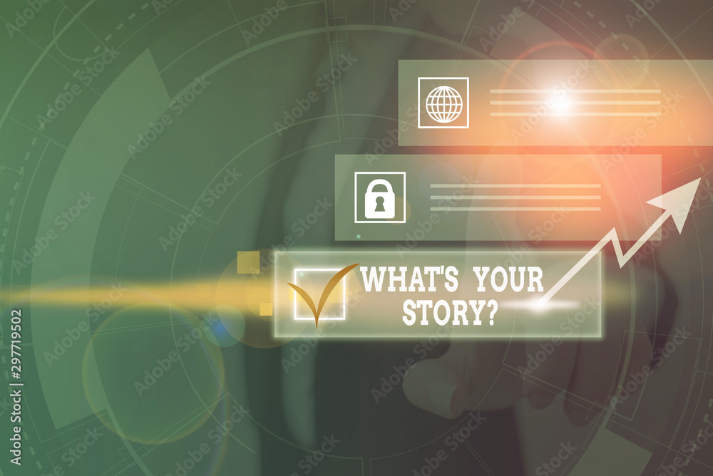 Fototapete word writing text what s is your storyquestion. business photo showcasing analysisner of asking demo