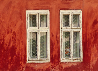 old window in brick wall