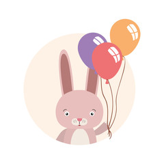 cute little rabbit with balloons helium character