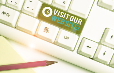 Conceptual hand writing showing Visit Our Website. Concept meaning visitor who arrives at web site...