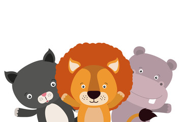 group of cute animals characters