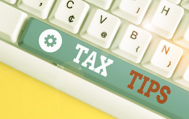 Conceptual hand writing showing Tax Tips. Concept meaning compulsory contribution to state revenue...