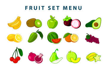 fruit menu set on vector