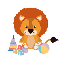 cute little lion with set toys