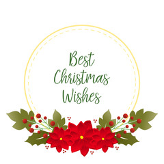 Bright elegant red wreath frame, for wallpaper of card best christmas wishes. Vector