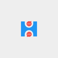Fototapeta na wymiar Letter H Chat Logo Template Vector Design