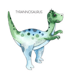 Watercolor and graphic hand painted dinosaurs Triceratops, Brachiosaurus, Stegosaurus, Pteranodon, Hypacrosaurus, Tyrannosaurus on white background © Анна Егорова
