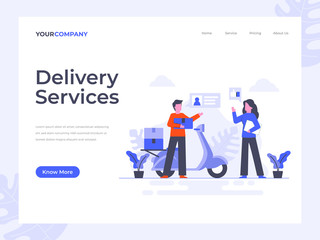 Delivery services flat vector illustration concept, can be used for landing page, ui, web, app intro card, editorial, flyer, and banner.