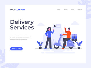 Delivery services flat vector illustration concept, can be used for landing page, ui, web, app intro card, editorial, flyer, and banner.