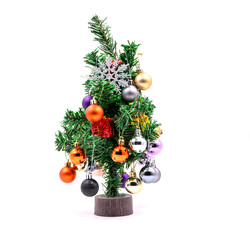 Christmas tree decorated for new year 2020 isolated on white background.