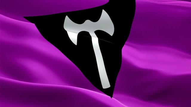 Labrys Lesbian Flag Rainbow waving. 3d Labrys Pride Symbol flag waving Isolated. Sign of Rainbow seamless loop animation. Lesbian Labrys flag HD resolution Background. LGBT rights Rainbow Pride Flag 1
