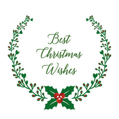 Card text best christmas wishes, with graphic red flower frame. Vector