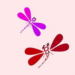 dragonfly sketch and line. vector, isolate