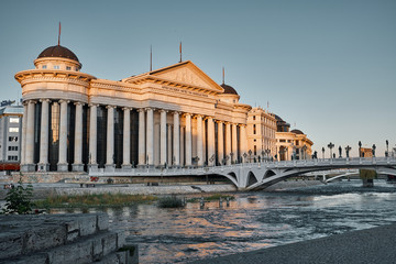 image of Skopje Macedonia at sunset