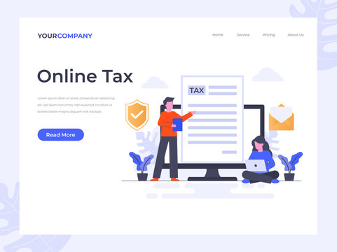 Online Tax flat vector illustration concept, can be used for landing page, ui, web, app intro card, editorial, flyer, and banner.