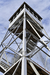 Public Firetower on top of summit in Adirondack Mountains in Autumn