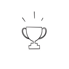 doodle Winner trophy cup icon. Sport competition silhouette symbol