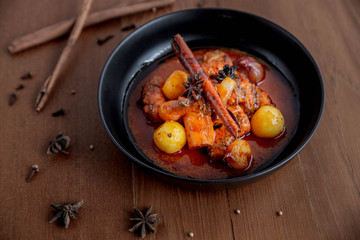 Spicy fish curry in Thai cuisine