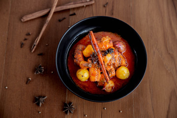 Spicy fish curry in Thai cuisine