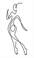 Woman figure continuous line drawing isolated icon