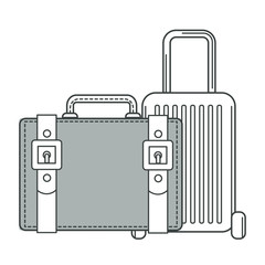 Baggage, suitcase and valise bag, isolated outline icons
