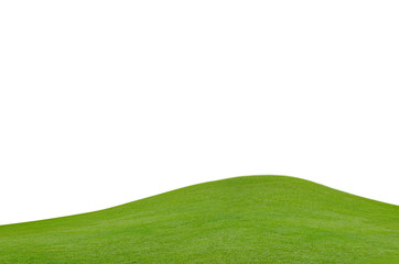 Green grass field isolated on white background with clipping path.
