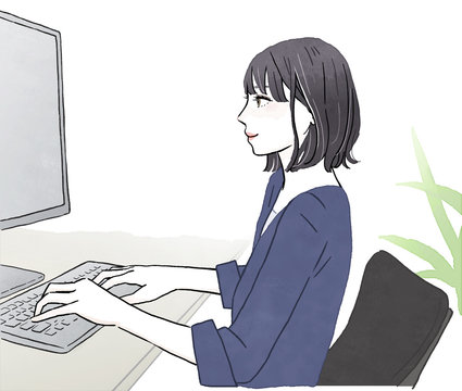 パソコンを操作する女性