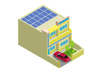 Modern green eco house with solar panels