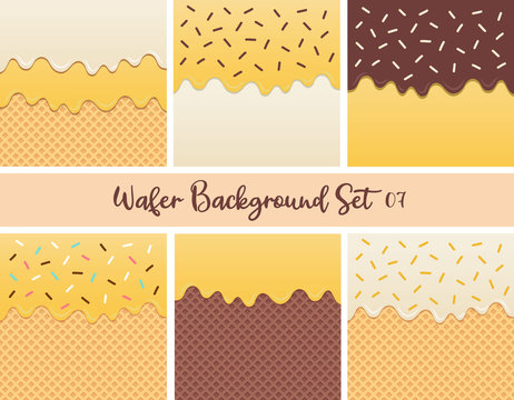 Set of yellow cream wafer vector.