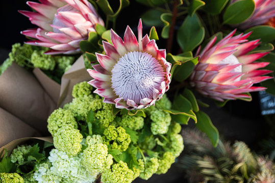 colorful flowers, flower arrangements at a market in San Francisco 