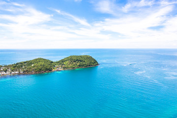 Fototapeta premium Aerial view of Phu Quoc islands with blue sky and clear water in Southern Vietnam Indochina