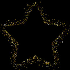 Gold Glitter Stars. Luxury Shiny Confetti.