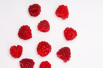 fresh raspberries isolated on white background
