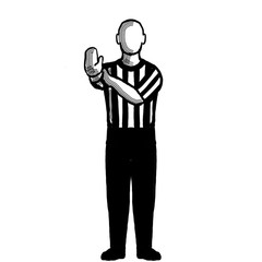 Basketball Referee hand check Hand Signal Retro Black and White