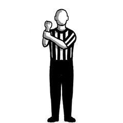 Basketball Referee holding Hand Signal Retro