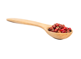 Red pepper peas in spoon