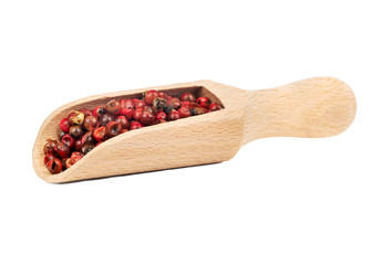 Red pepper peas in scoop