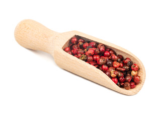 Red pepper peas in scoop