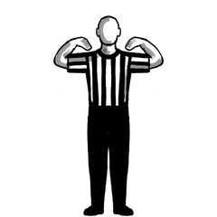 Basketball Referee 30-second time-out Hand Signal Retro Black and White