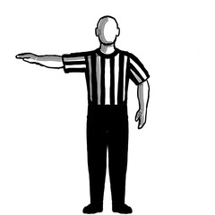 Basketball Referee visible count Hand Signal Retro Black and White